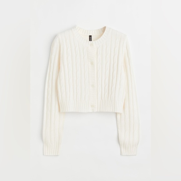 Women’s‎ H&M DIVIDED cream Cable-knit Cardigan size small - Picture 1 of 14
